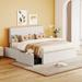 Full Size Upholstered Platform Bed with 4 Drawers and Golden Edge on the Headboard & Footboard