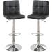 Faux Leather Bar Stool Counter Height Chairs Set of 2 Adjustable Height Swivel Stool with Tufted Back for Kitchen Island, Black