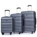 Expandable PC+ABS Durable Suitcase Sets Luggage, 3 Piece Trunk Sets Suitcase Hardshell Lightweight TSA Lock, Gray