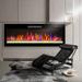 Wall-mounted/Recessed Tempered Glass Electric Fireplace in Antique Black with Remote, Multi-Color Flame, and LED Light