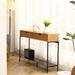 Console Table Porch Table with Drawer and Storage Shelves, Oak Entrance Table Sofa Table for Living Room Hallway, Oak