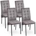 Velvet High Back Nordic Dining Chair Modern Fabric Side Chairs with Durable Metal Legs Dining Bench Set of 2, Grey+Black
