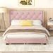 Queen Size Platform Bed Storage Bed with 2 Drawers, Linen Upholstered Bed Wood Platform Bed Frame with Headboard for Bedroom