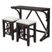 Creative Dining Table Set 3-Piece Counter Height Breakfast Nook Table Set with USB Port Stools Easy Assemble, Espresso