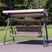 Aoodor-3-Seat Outdoor Rattan Patio Swing with Adjustable Canopy - Stylish Comfort for Your Porch, Garden, and Yard