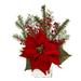 Poinsettia, Pine and Berries in Vase Artificial Arrangement - 14