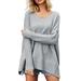 Diufon Fall Winter Knit Pullover Tops for Women Classic Ribbed Long Sleeve V-Neck Sweaters