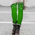 VALMASS Compression Leggings for Women Capri High Waist Christmas Print Yoga Pants Stretch Flannel Jeggings (2XL E Green)