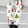 VALMASS Compression Leggings for Women Capri High Waist Christmas Print Yoga Pants Stretch Flannel Jeggings (2XL C White)