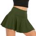 AnuirheiH Women s Mini Skirt 2023 Fall Fake Two-piece Running Casual Fall Sports Exercise Cycling Shorts Gym Yoga Tennis Skirt (including Pocket) Army Green L