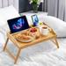 BENTISM Bamboo Bed Tray Breakfast Serving Table Laptop Desk with Foldable Legs