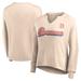 Women's Fanatics Branded Tan Denver Broncos Go For It Notch Neck Waffle Knit Lightweight Long Sleeve T-Shirt