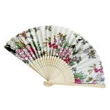 Vintage Bamboo Folding Hand Held Flower Fan Chinese Dance Party Pocket Gifts Tissue Paper Flowers Decorations Wedding Fans Rainbow Tissue Paper Garland Honeycomb Decorations Honeycomb Balls Space