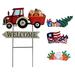 Metal Truck Yard Welcome Stake Rustic Fourth Of July Fall Harvest Thanksgiving Xmas Interchangeable Pickup Truck Stakes Garden Lawn Patio Welcome Decor For Indoor Outdoor Decorations