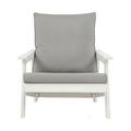 Outdoor Single Sofa with Cushion HDPE All-Weather Chairs with Armset for Backyard Deck Garden White