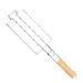 HIBRO Wooden Thongs Kitchen Sausage Barbecue Net BBQ Tool 304 Stainless Steel Corn Barbecue Rack Removable Foldable Portable Barbecue Net Clip