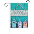 Dreamtimes Wood Welcome Sign and Birdhouses Double-Sided Printed Garden House Sports Flag-12x18(in)-Polyester Decorative Flags for Courtyard Garden Flowerpot