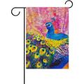 SKYSONIC Peacock Oil Painting Double-Sided Printed Garden House Sports Flag - 12x18in Polyester Decorative Flags for Courtyard Garden Flowerpot