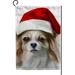 SKYSONIC Portrait of Dog in The Hat of Santa Claus Double Side Print Garden House Sports Flag 28x40 in Polyester Decorative Flag Banner for Outside House Flowerpot