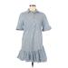 Zara Casual Dress - Shirtdress Collared Short sleeves: Blue Print Dresses - Women's Size X-Small