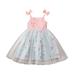 Infant Girls Summer Dress Sleeveless Backless Patchwork Ruffled Midi Dress Floral Printed