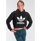 Kapuzensweatshirt ADIDAS ORIGINALS "ADICOLOR CROPPED HOODIE" Gr. 152, schwarz (black) Kinder Sweatshirts