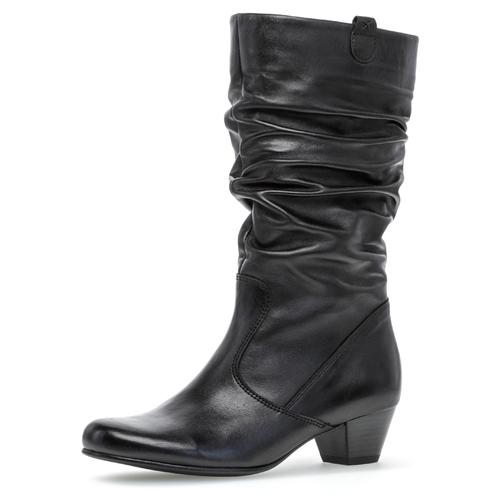 Stiefel GABOR Gr. 38, Normalschaft, schwarz Damen Schuhe mit Raffungen am slouchy Schaft