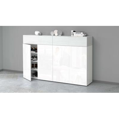 Schuhschrank INOSIGN "Savona", weiß (weiß hg, lärche weiß), B:152cm H:100cm T:35cm, Spanplatte, Schränke Image
