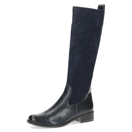 Stiefel CAPRICE Gr. 36, XS-Schaft, blau (dunkelblau) Damen Schuhe mit Stretch-XS-Schaft, bequeme Weite