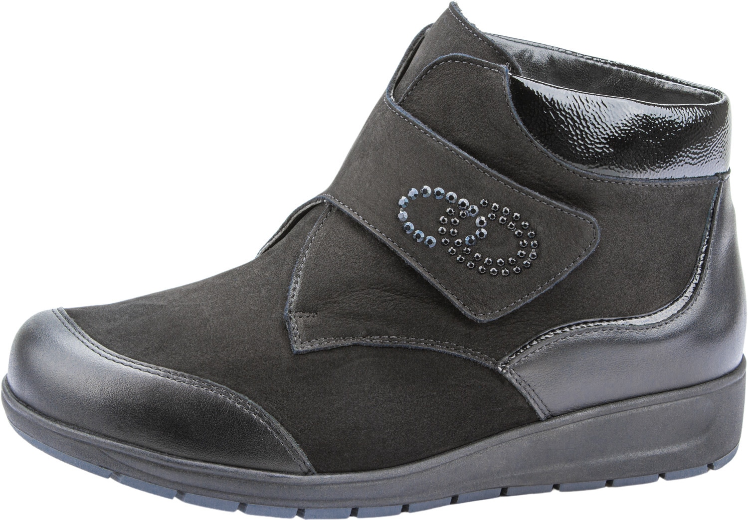 Klettschuh WALDLÄUFER "Mimi", Damen, Gr. 6,5, schwarz, Lackleder, Nappaleder, Nubukleder, Schuhe, in M-Weite