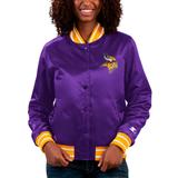 Women's Starter Purple Minnesota Vikings Full Count Satin Full-Snap Varsity Jacket