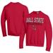 Men's Champion Cardinal Ball State Cardinals Stacked Logo Volleyball Eco Powerblend Pullover Sweatshirt