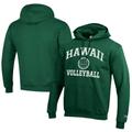 Men's Champion Green Hawaii Rainbow Warriors Icon Logo Volleyball Eco Powerblend Pullover Hoodie