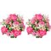 Full Blooming Lily Peony & Hydrangea With Green Foliage Mixed Artificial Flower Bush Pink Set Of 2 (GPB4307-PINK-2)