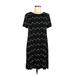 Ann Taylor LOFT Casual Dress - Shift Scoop Neck Short sleeves: Black Dresses - Women's Size Medium