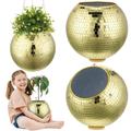 Remerry 3 Pcs 10 Inch Disco Ball Planter Mirror Ball Boho Hanging Planter Flower Pots Vase with Chain and Wooden Rings for Indoor Outdoor Plants Succulents Cacti Flowers Home Decorations (Gold)