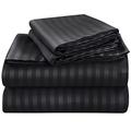 ROYALE LINENS Striped Bed Sheet Set - Brushed Microfiber 1800 Bedding - 1 Fitted Sheet, 1 Flat Sheet, 2 Pillow case - Wrinkle & Fade Resistant - 4 Piece Damask Stripe Full Bed Sheet Set (Full, Black)