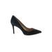 Ann Taylor Heels: Slip-on Stilleto Cocktail Black Solid Shoes - Women's Size 7 1/2 - Pointed Toe