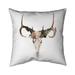 Mule Deer Skull w/ Roses Indoor/Outdoor Square Throw Pillow Cover Polyester in White/Brown Begin Edition International Inc | 16 H x 16 W in | Wayfair