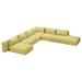 Seasonal Living Fizz 271" Wide Left Hand Facing Patio Sectional w/ Cushions Wood in Gray/Yellow/Brown | 28 H x 271 W x 72 D in | Wayfair