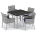 Oxford Garden Travira & Argento 5 Piece Outdoor Dining Set w/ Cushion Stone/Concrete in White | Wayfair 5616