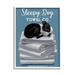 Red Barrel Studio® Sleepy Dog Towel Co. Adorable Boston Terrier Bathroom Wrapped Canvas Graphic Art Canvas in Black/Blue/White | Wayfair