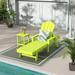 Highland Dunes Juengel 77.6" Long Reclining Single Chaise w/ Table Plastic in Green | 37.8 H x 21.1 W x 77.6 D in | Outdoor Furniture | Wayfair