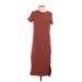 Trafaluc by Zara Casual Dress - Midi Crew Neck Short sleeves: Red Print Dresses - Women's Size 26