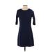 Rachel Roy Casual Dress - Shift Crew Neck 3/4 sleeves: Blue Print Dresses - New - Women's Size 0