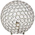 Lalia Home Elipse 10" Metal Crystal Glam Orb Table Lamp, Antique Brass