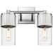 Bolivar 9.5" High 2 Light Satin Nickel Sconce With Seedy Glass Shade