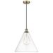 Berkshire 16" Wide Antique Brass Corded Mini Pendant w/ Clear Shade