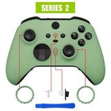 eXtremeRate Matcha Green Front Housing w/Thumbstick Accent Rings Replacement Kit for Xbox One Elite Series 2 Controller