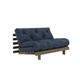 Canapé convertible en pin massif avec futon bleu 140x200